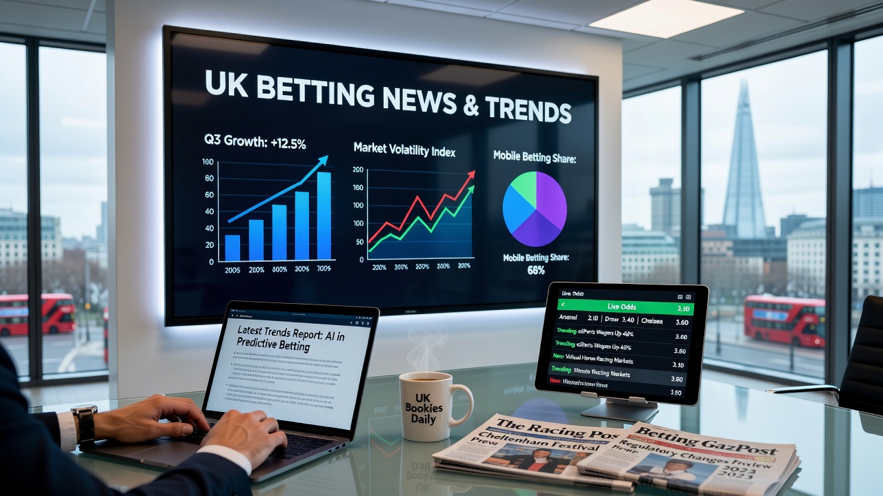 UK Gambling Commission logo overlaid on charts showing financial risk assessment data trends