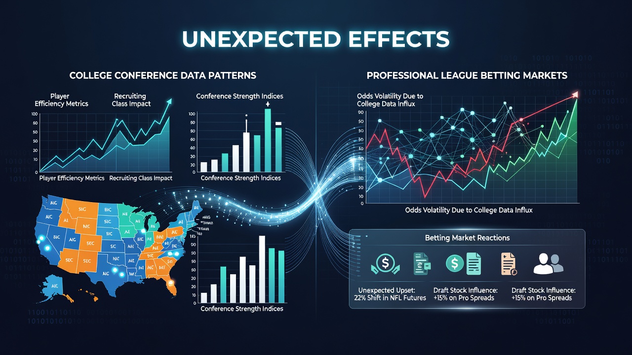 College conference analytics dashboard showing performance metrics and betting correlations