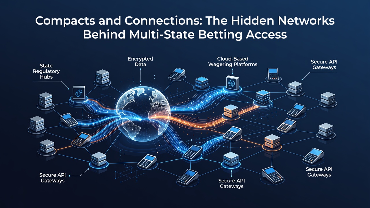 Illustration of secure data connections linking sportsbooks across multiple states