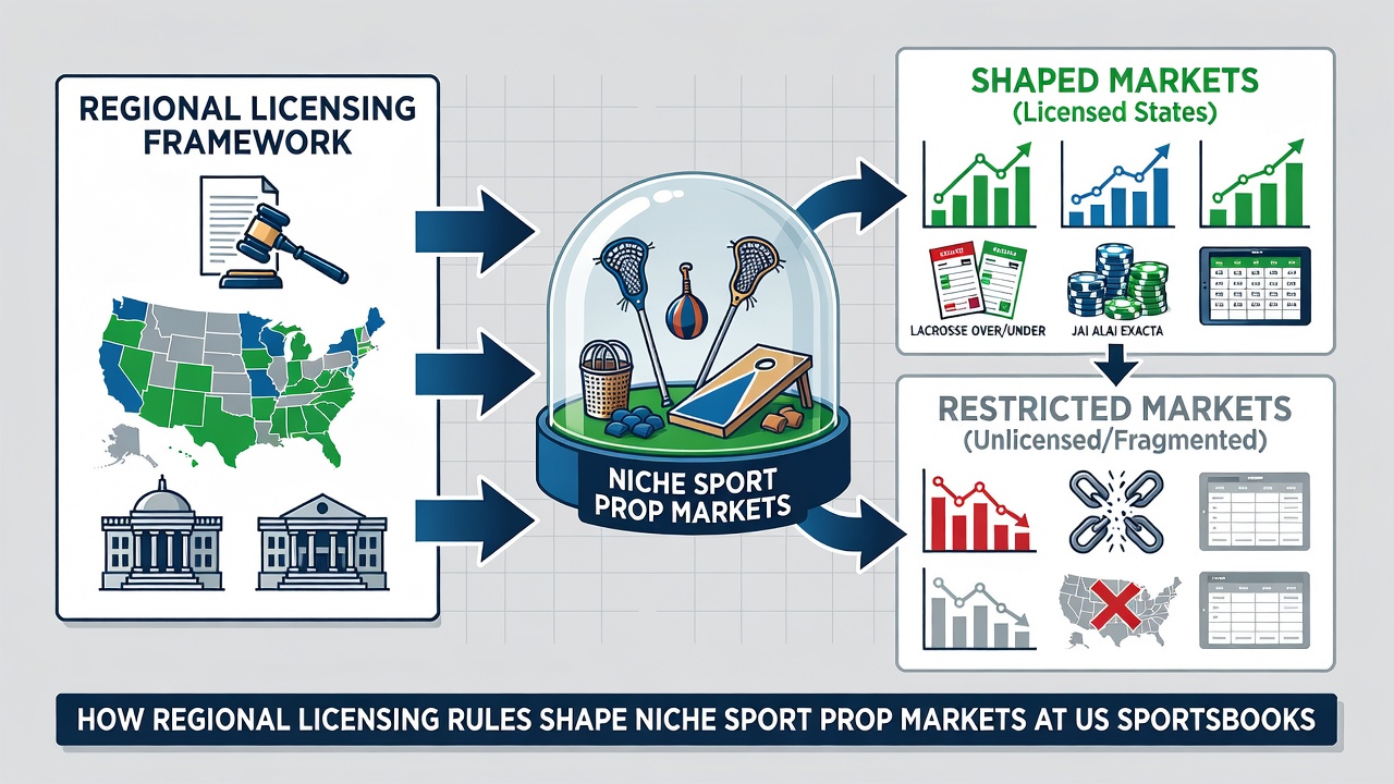 Map of US states highlighting variations in niche prop betting regulations