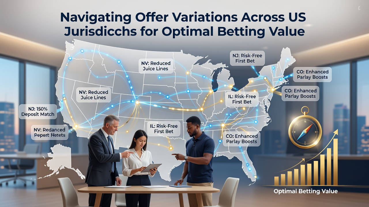 Comparison chart of bonus offers and wagering requirements across different US states