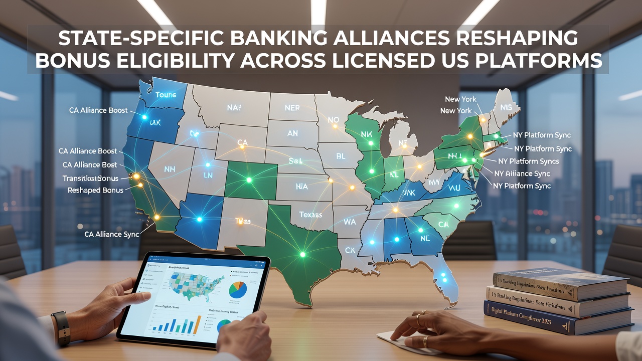 Map of US states highlighting banking alliance partnerships affecting online betting platforms