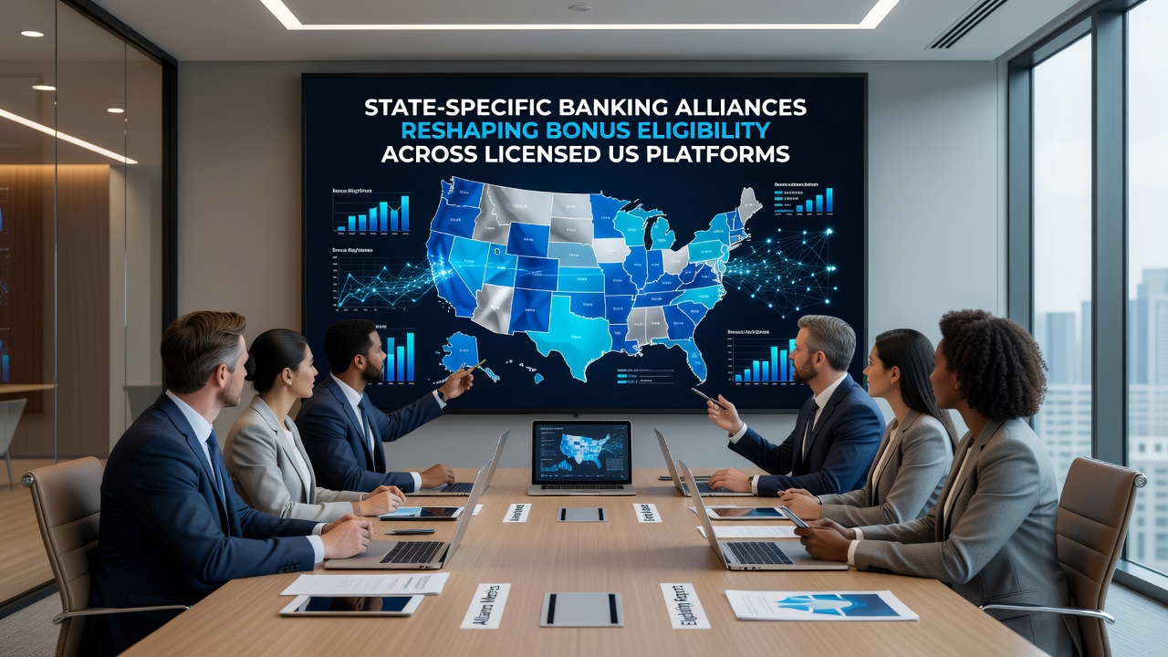 Infographic showing how state banking alliances impact bonus eligibility on US sportsbooks