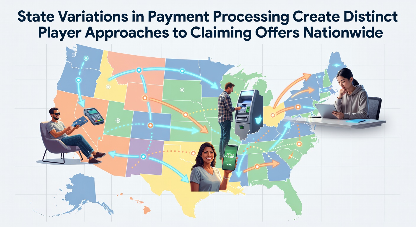 Map of US states showing varied payment processing regulations for sports betting and casino offers